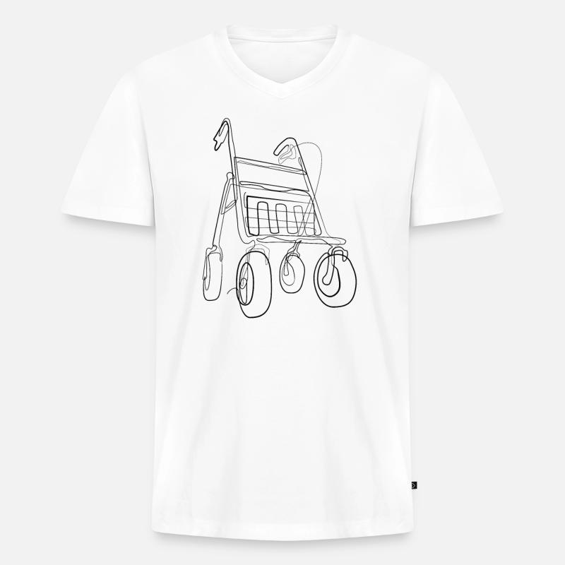 Rollator - one line drawing - Männer Premium Bio T-Shirt mit V-Ausschnitt - Weiß