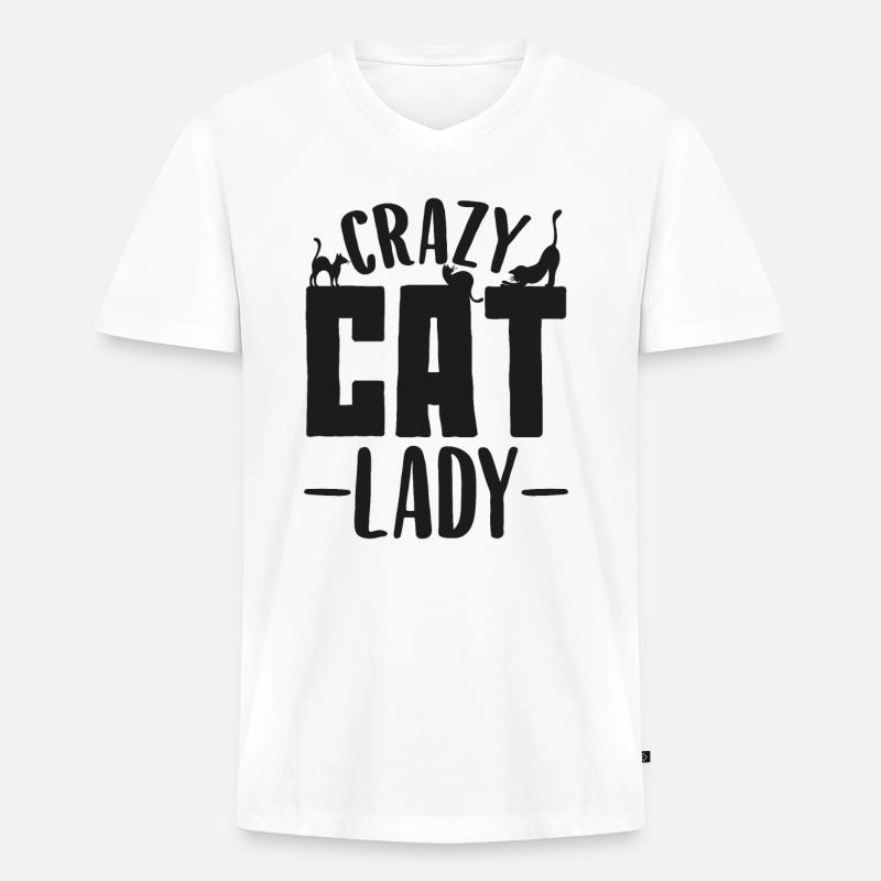 Katzendame - Männer Premium Bio T-Shirt mit V-Ausschnitt - Weiß