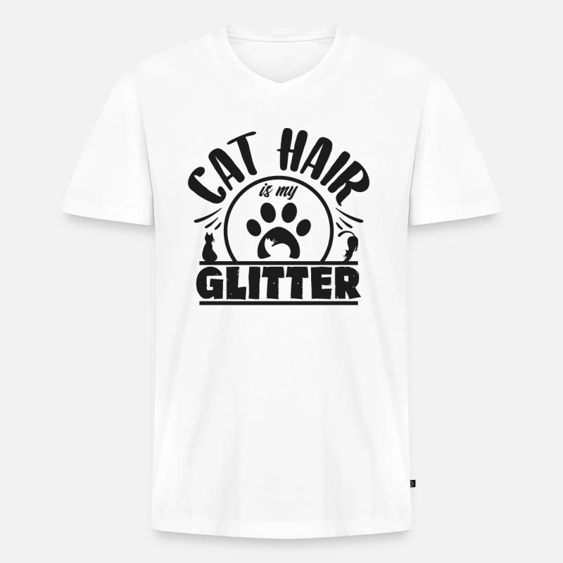 Katze - Männer Premium Bio T-Shirt mit V-Ausschnitt - Weiß