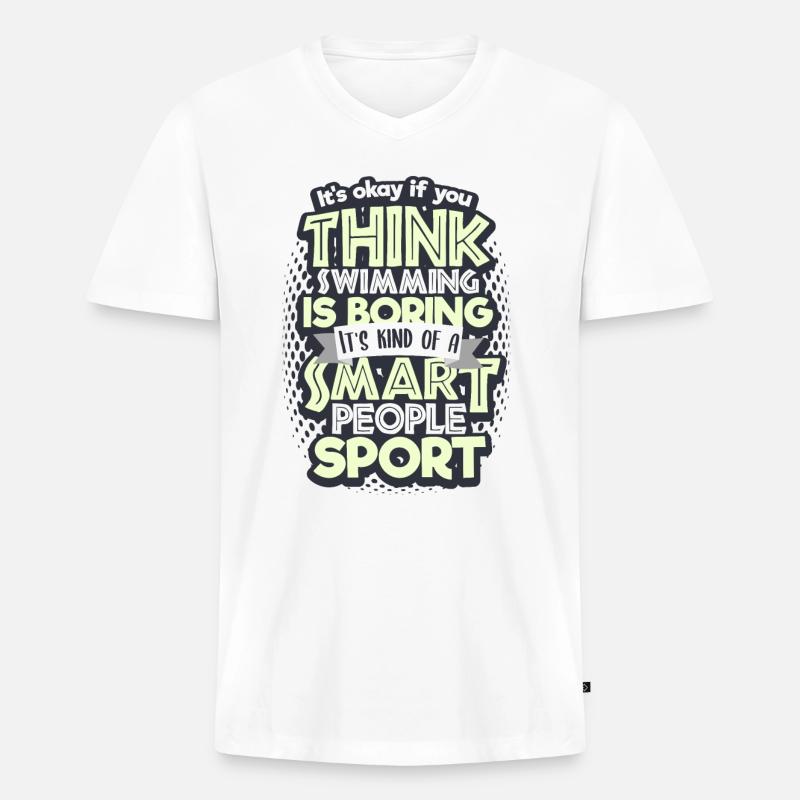 Schwimmen - Männer Premium Bio T-Shirt mit V-Ausschnitt - Weiß
