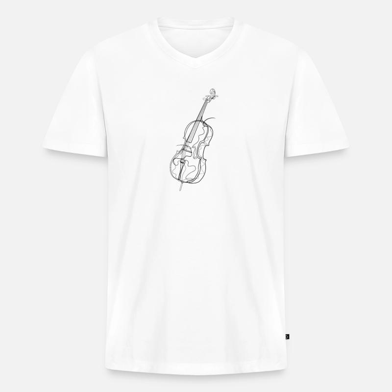 Cello - one line drawing - Männer Premium Bio T-Shirt mit V-Ausschnitt - Weiß