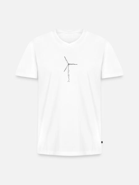 Moulin à vent - un dessin au trait - T-shirt encolure en V Premium bio Homme - blanc