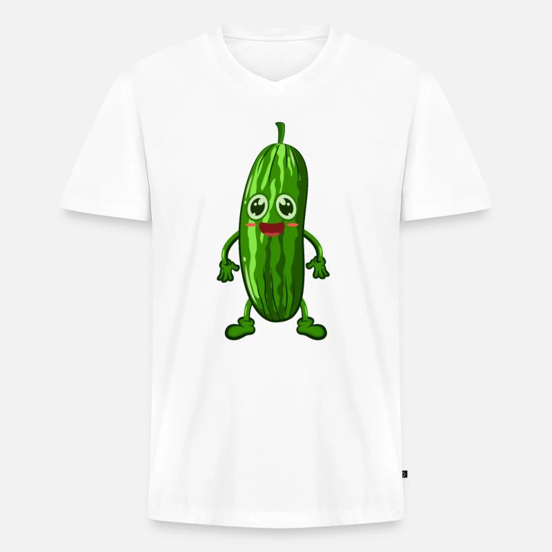 Gurke - Männer Premium Bio T-Shirt mit V-Ausschnitt - Weiß