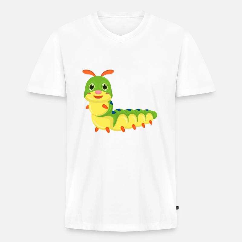 Raupe Comic - Männer Premium Bio T-Shirt mit V-Ausschnitt - Weiß