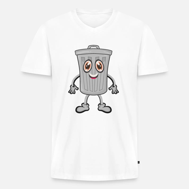 Müll Mülleimer - Männer Premium Bio T-Shirt mit V-Ausschnitt - Weiß