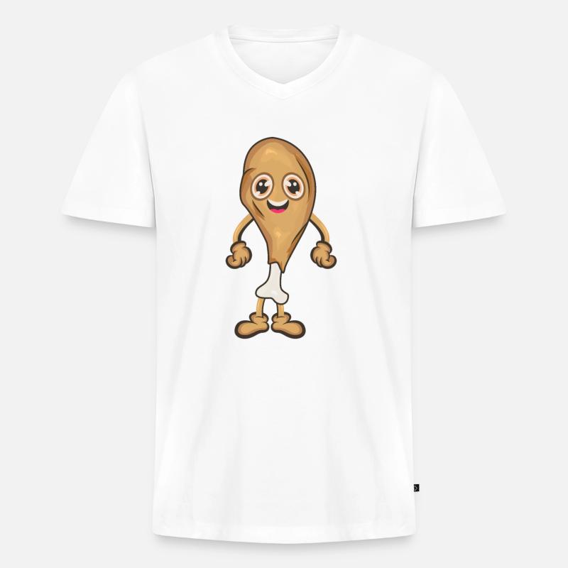 Hähnchen Keule Chicken Wing - Männer Premium Bio T-Shirt mit V-Ausschnitt - Weiß