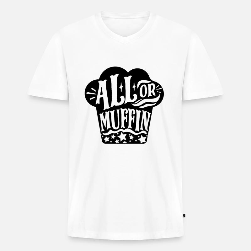 Muffin Backen Bäcker - Männer Premium Bio T-Shirt mit V-Ausschnitt - Weiß