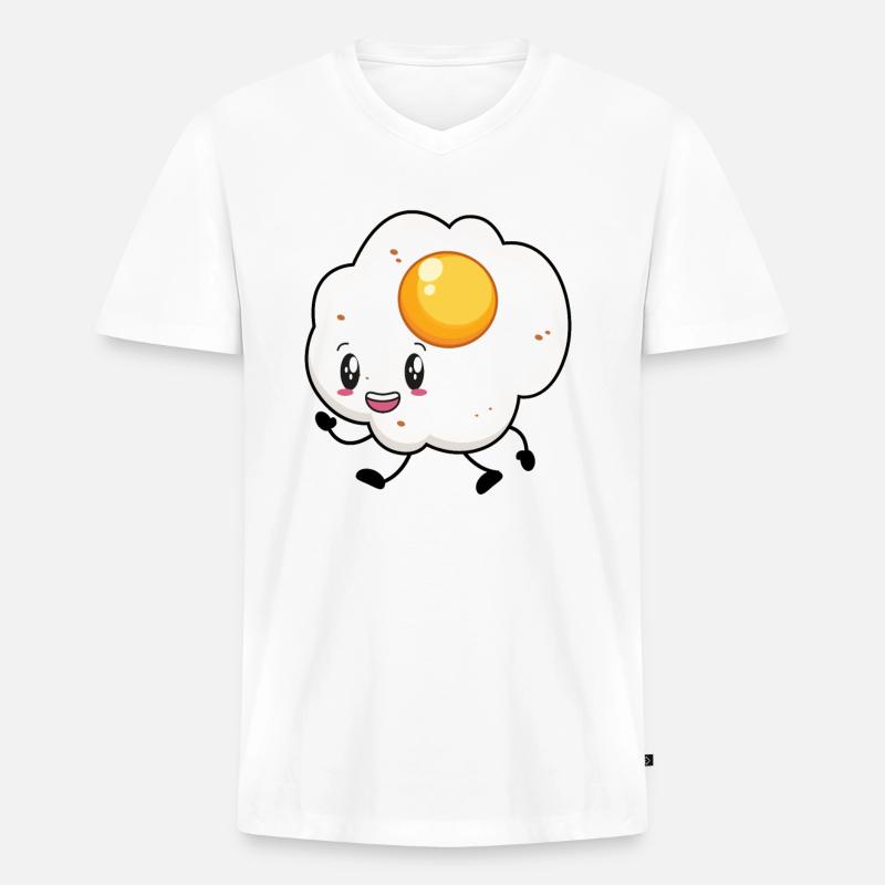 Spiegelei - Männer Premium Bio T-Shirt mit V-Ausschnitt - Weiß