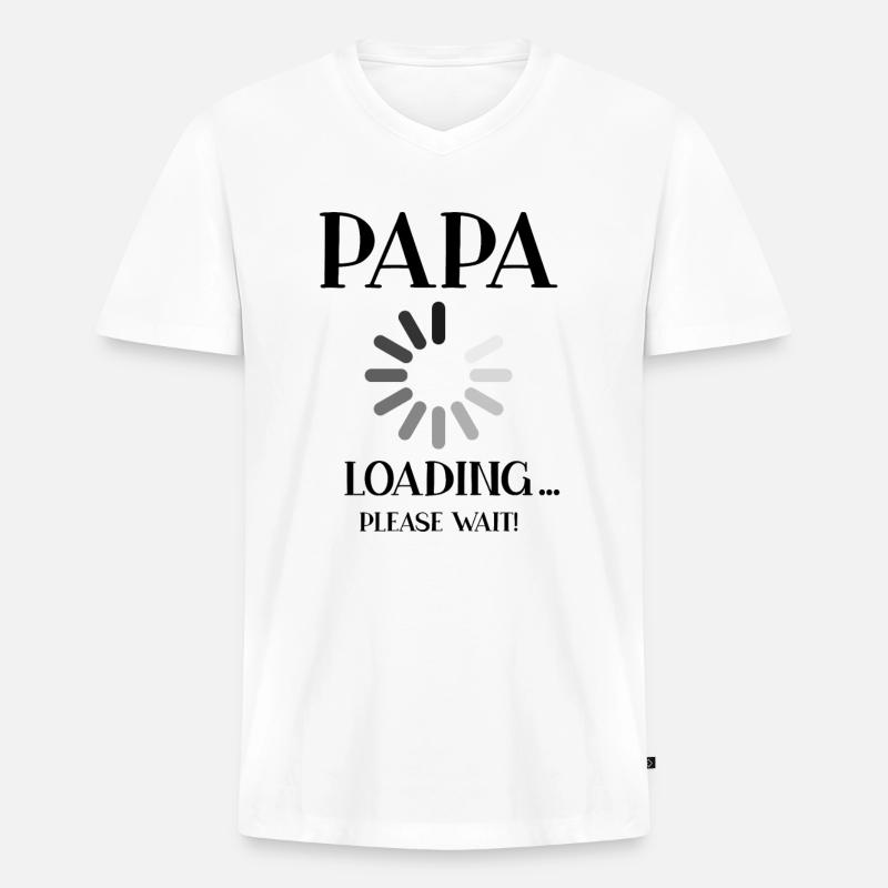 Papa Loading ... Schwangerschaft - Männer Premium Bio T-Shirt mit V-Ausschnitt - Weiß