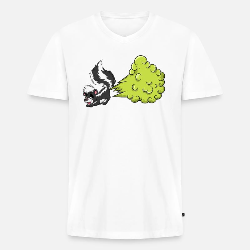 Stinktier Pups - Männer Premium Bio T-Shirt mit V-Ausschnitt - Weiß