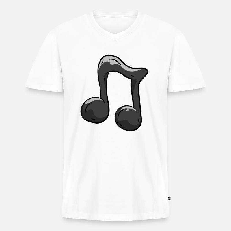 Nota musicale - Maglietta ecologica premium da uomo con scollo a V - bianco