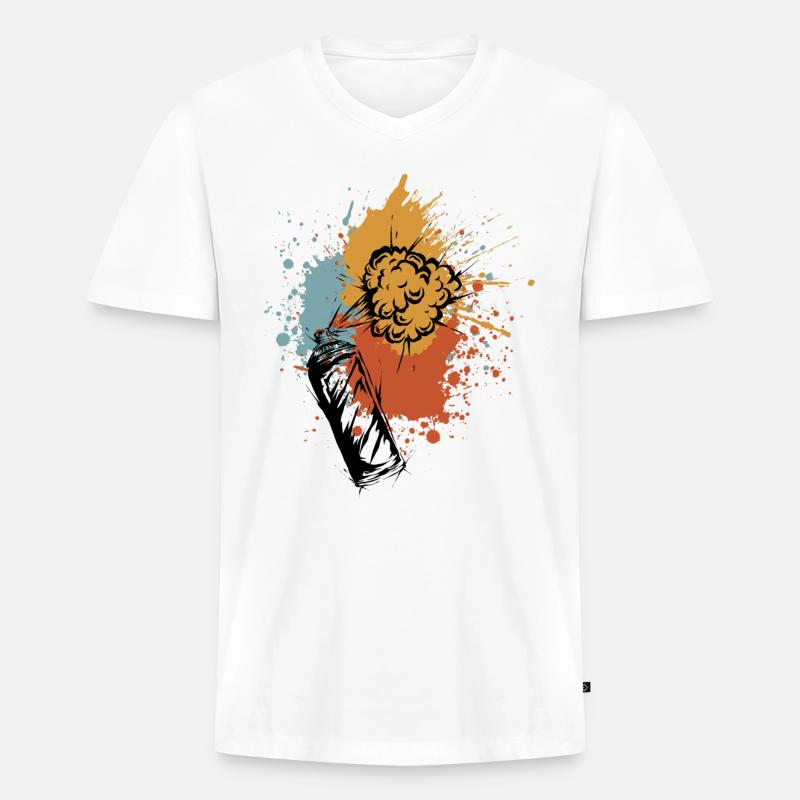 Spraydose Graffiti - Männer Premium Bio T-Shirt mit V-Ausschnitt - Weiß