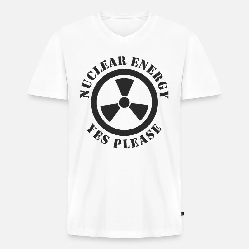 Kernenergie, Ja bitte, Atomkraft - Männer Premium Bio T-Shirt mit V-Ausschnitt - Weiß