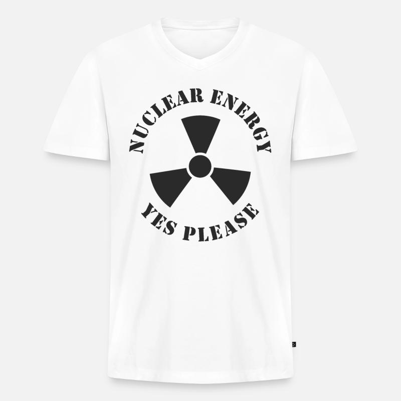 Kernenergie, Ja bitte, Atomkraft - Männer Premium Bio T-Shirt mit V-Ausschnitt - Weiß
