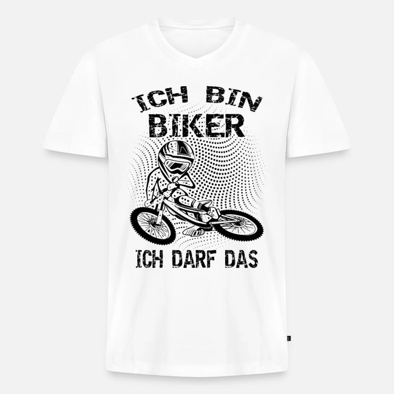 Ich bin Biker - Männer Premium Bio T-Shirt mit V-Ausschnitt - Weiß