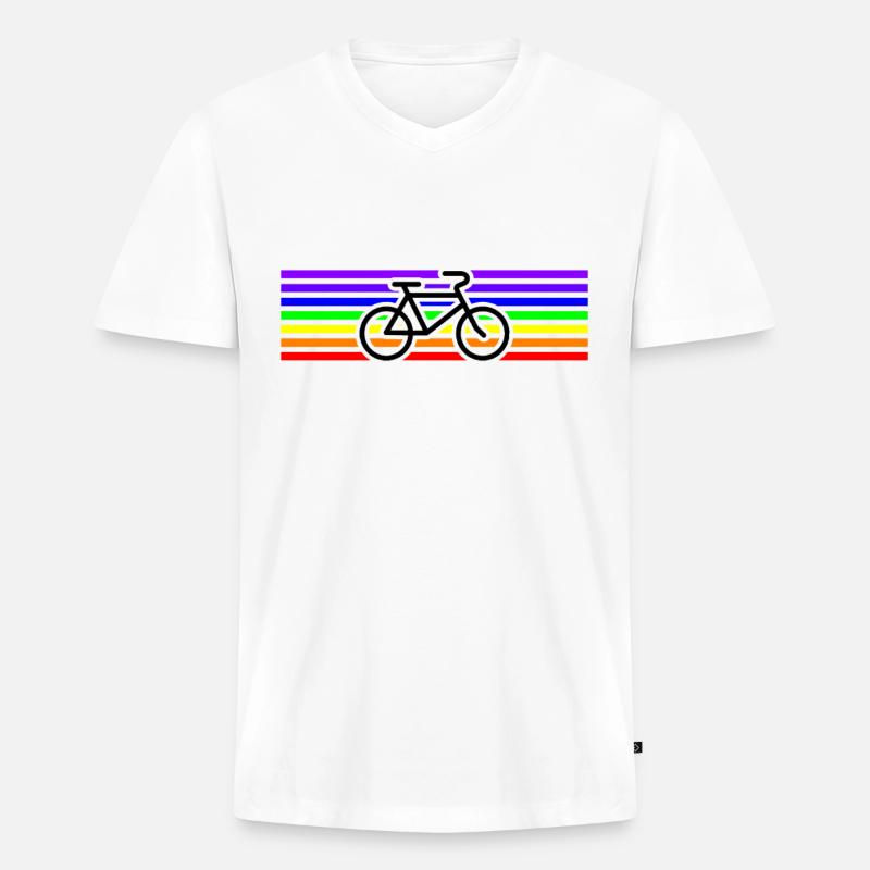 Fahrrad Regenbogen Frieden Geschenkidee - Männer Premium Bio T-Shirt mit V-Ausschnitt - Weiß