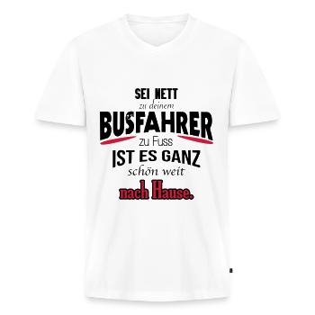 Busfahrer Shirt / witzig / Geschenk / Geschenkidee - Männer Premium Bio T-Shirt mit V-Ausschnitt - Weiß - Vorne - Nico (187cm)