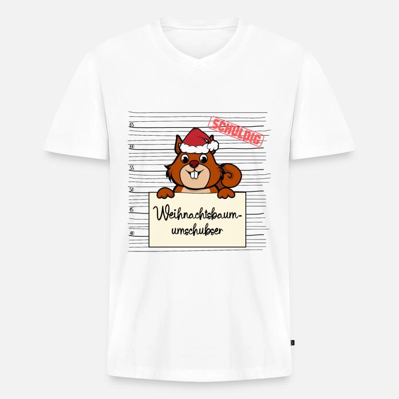 Weihnachtsbaum Umschubser Eichhörnchen - Männer Premium Bio T-Shirt mit V-Ausschnitt - Weiß