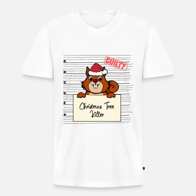 Weihnachtsbaum Umschubser Eichhörnchen - Männer Premium Bio T-Shirt mit V-Ausschnitt - Weiß