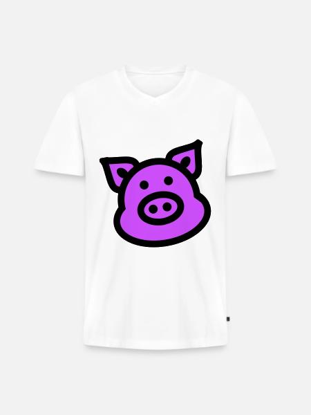 Pig Animal Pink - Men's Premium Organic T-shirt with V-neck - white