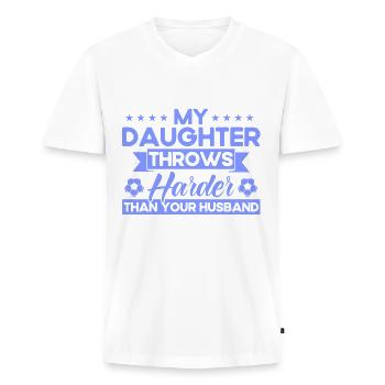 Tochter Sportfan Mutter Geschenk - Männer Premium Bio T-Shirt mit V-Ausschnitt - Weiß - Vorne - Nico (187cm)