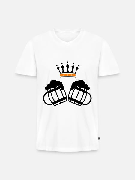 Beer Crown - Men's Premium Organic T-shirt with V-neck - white