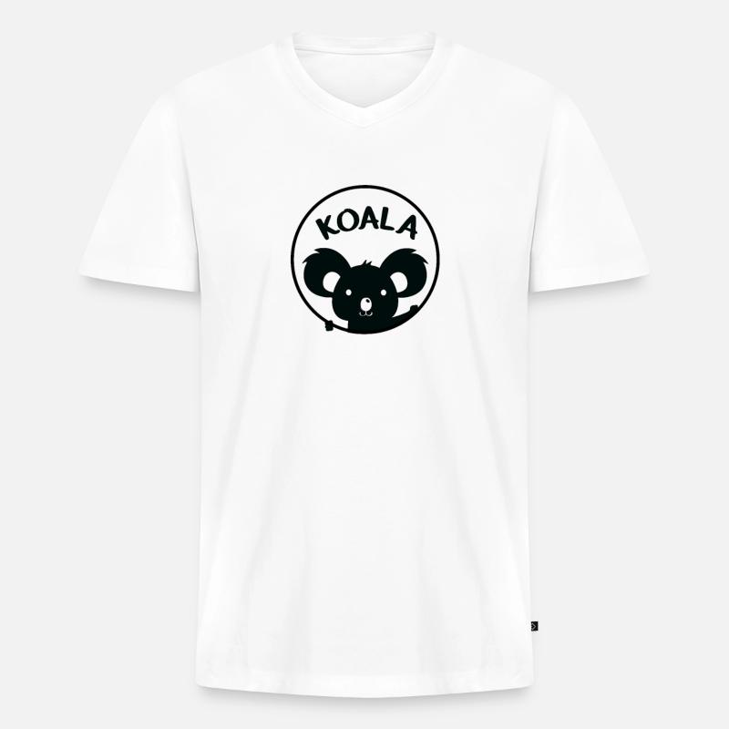 Koala - Männer Premium Bio T-Shirt mit V-Ausschnitt - Weiß