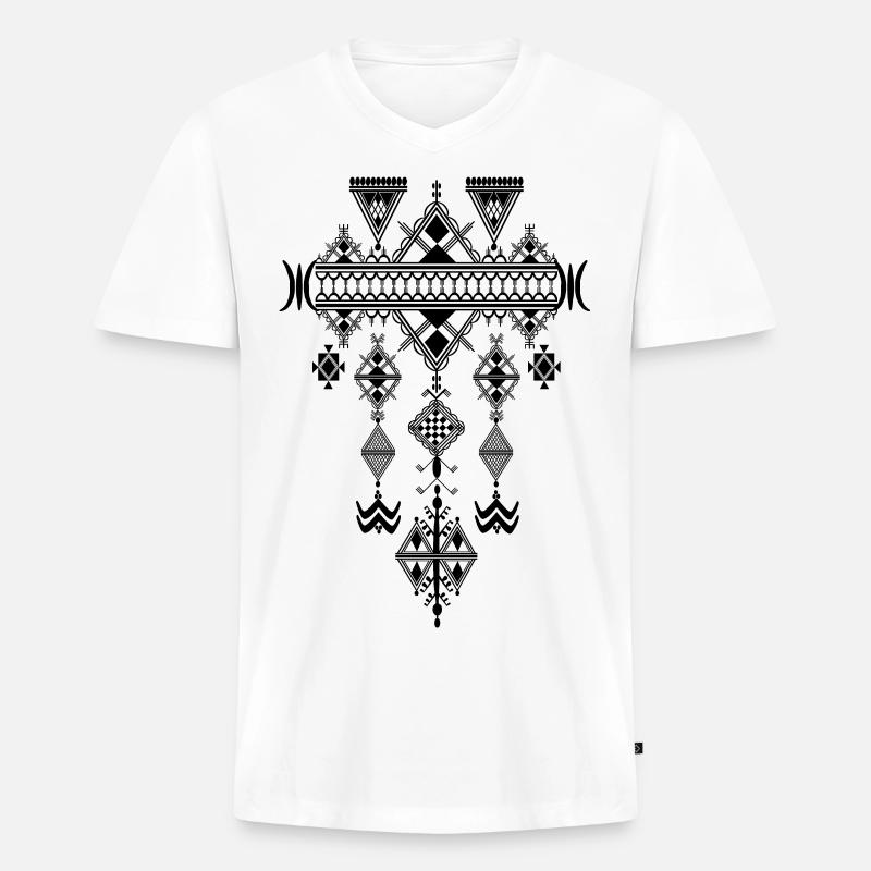 Berbermuster. Max-Format - Männer Premium Bio T-Shirt mit V-Ausschnitt - Weiß