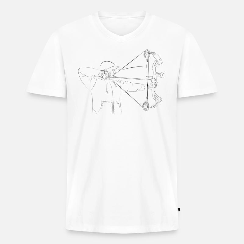 Bogenschütze Compound Bogen T-Shirt - Männer Premium Bio T-Shirt mit V-Ausschnitt - Weiß