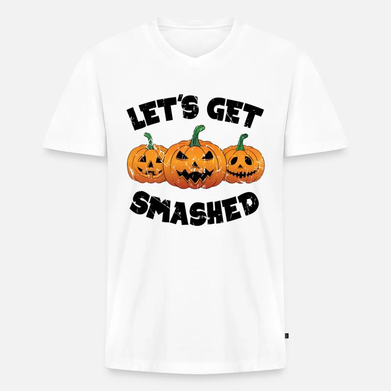 Lass uns Smashed Pumpkin bekommen - Männer Premium Bio T-Shirt mit V-Ausschnitt - Weiß