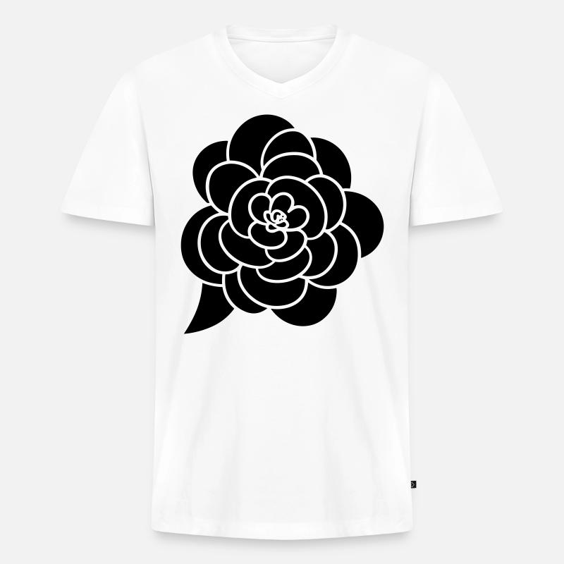 Blume - Männer Premium Bio T-Shirt mit V-Ausschnitt - Weiß