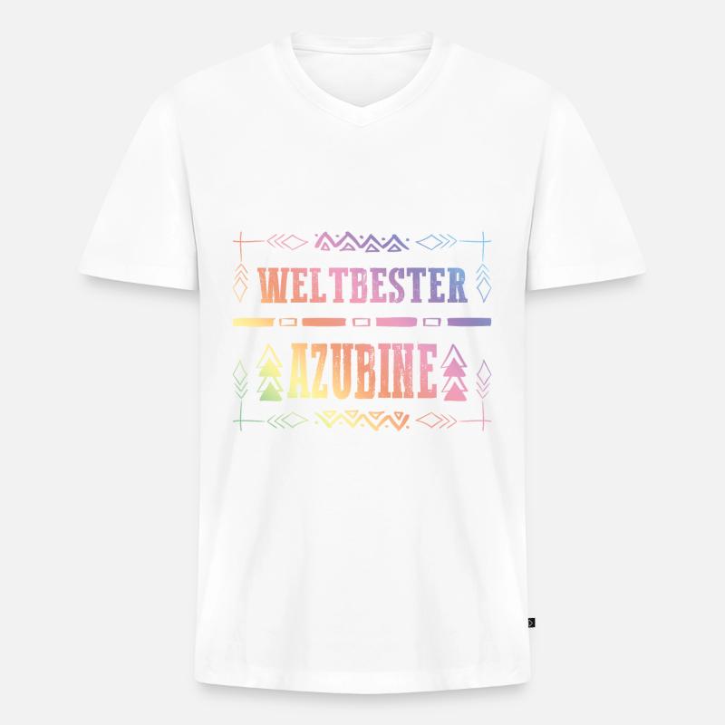 Premium Azubine - Männer Premium Bio T-Shirt mit V-Ausschnitt - Weiß