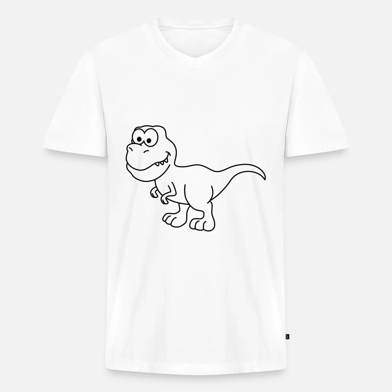 Dinosaurier T-Rex Comic - Männer Premium Bio T-Shirt mit V-Ausschnitt - Weiß