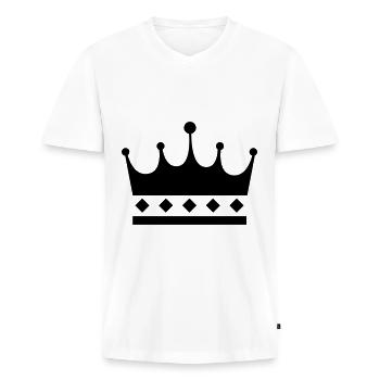Crown Symbol - Men's Premium Organic T-shirt with V-neck - white - Front - Nico (187cm)