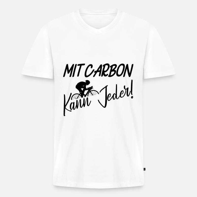mit Carbon kann jeder - Männer Premium Bio T-Shirt mit V-Ausschnitt - Weiß