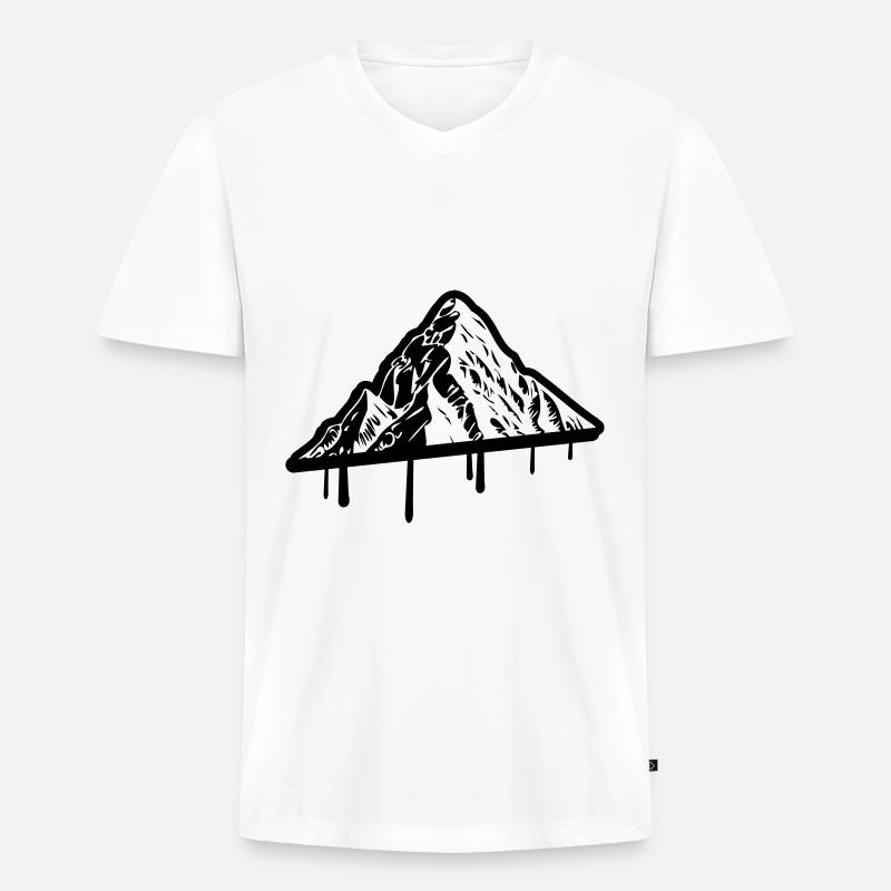 Berg Silhouette Symbol Mountains - Männer Premium Bio T-Shirt mit V-Ausschnitt - Weiß
