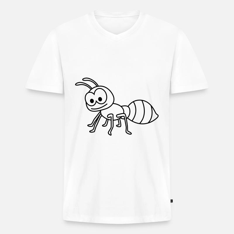 Ameise Comic Tier - Männer Premium Bio T-Shirt mit V-Ausschnitt - Weiß