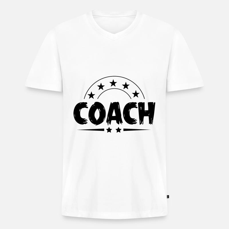 Coach Trainer - Männer Premium Bio T-Shirt mit V-Ausschnitt - Weiß