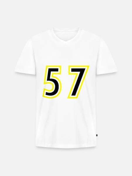 57 Number College - Men's Premium Organic T-shirt with V-neck - white