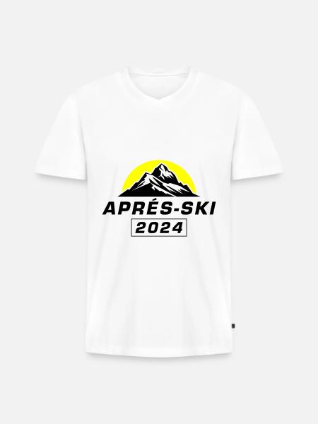 Après-ski 2024 - T-shirt encolure en V Premium bio Homme - blanc