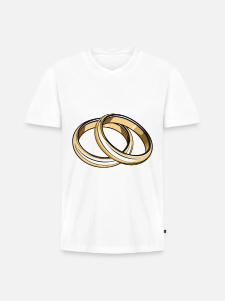 Alliances Mariage - T-shirt encolure en V Premium bio Homme - blanc