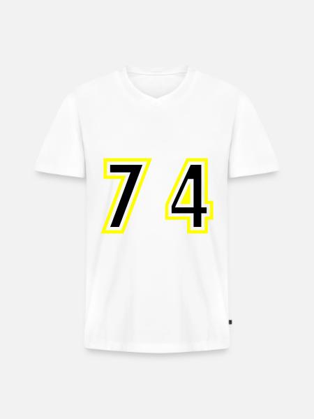 74 Number College - Men's Premium Organic T-shirt with V-neck - white