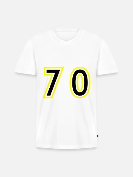 70 Number College - Men's Premium Organic T-shirt with V-neck - white