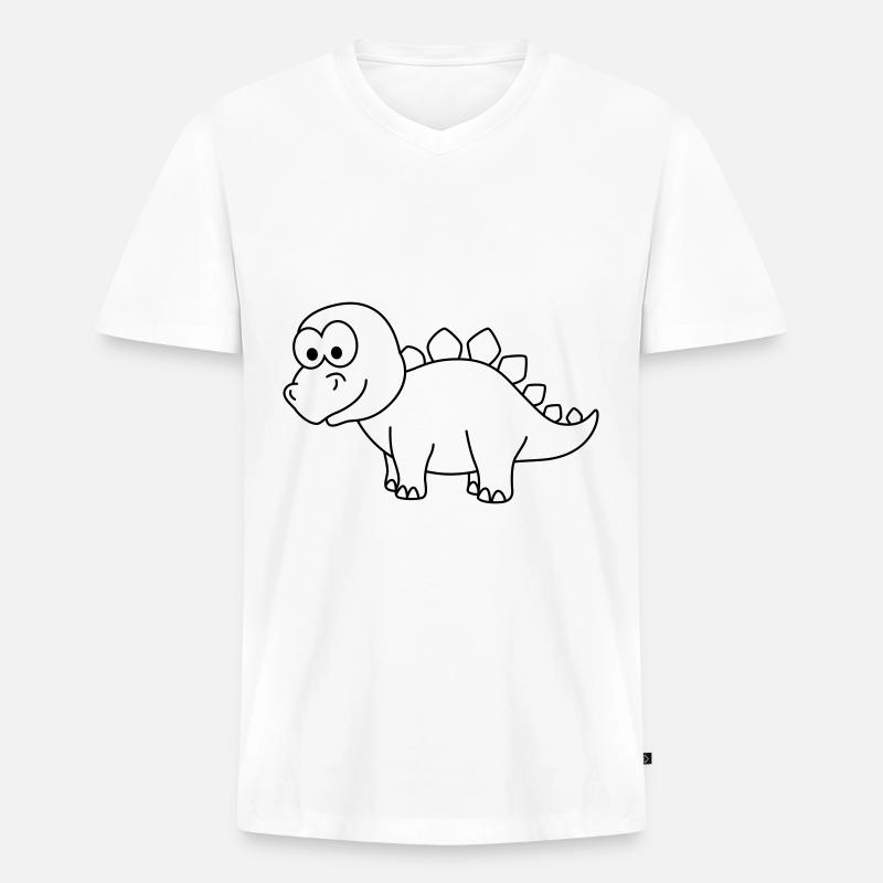 Dinosaurier stegosaurus Comic - Männer Premium Bio T-Shirt mit V-Ausschnitt - Weiß