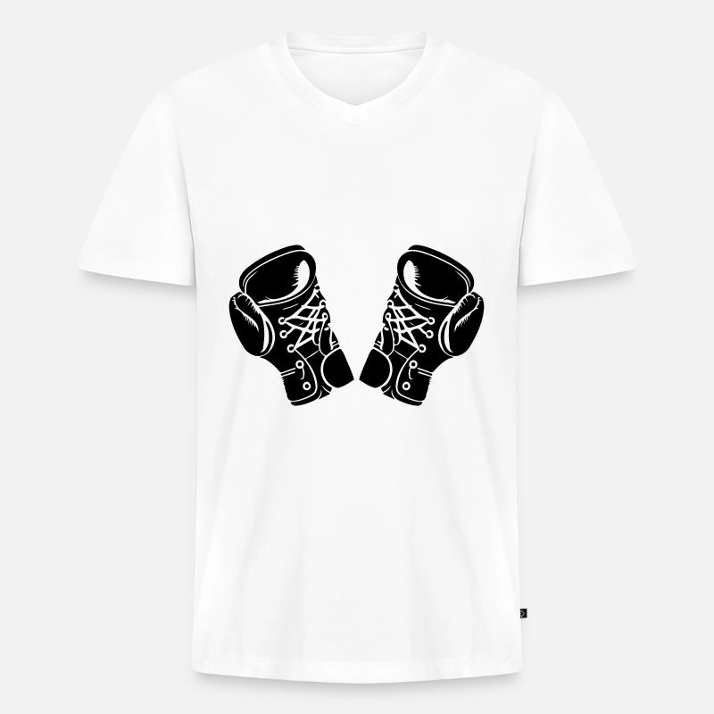 Boxhandschuhe Symbol Boxen - Männer Premium Bio T-Shirt mit V-Ausschnitt - Weiß
