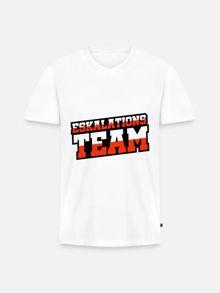 Eskalations Team - Männer Premium Bio T-Shirt mit V-Ausschnitt - Weiß