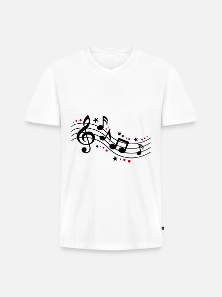 Musical Notes Symbols Music - Men's Premium Organic T-shirt with V-neck - white