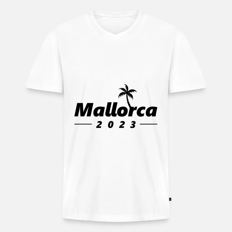 Mallorca 2023 - Männer Premium Bio T-Shirt mit V-Ausschnitt - Weiß