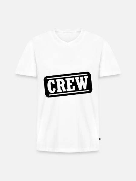 Crew Stempel - Männer Premium Bio T-Shirt mit V-Ausschnitt - Weiß
