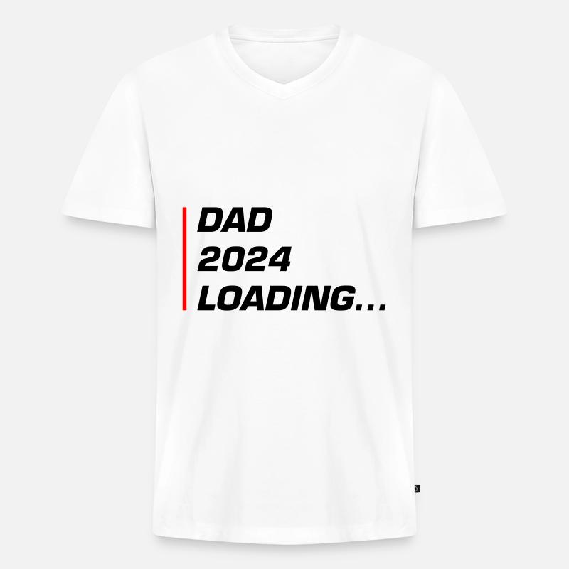 Dad 2024 Loading Papa - Männer Premium Bio T-Shirt mit V-Ausschnitt - Weiß